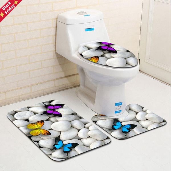 

bathroom mat set anti-slip kitchen bath carpet toliet rug washable beach style 3pcs/set mats