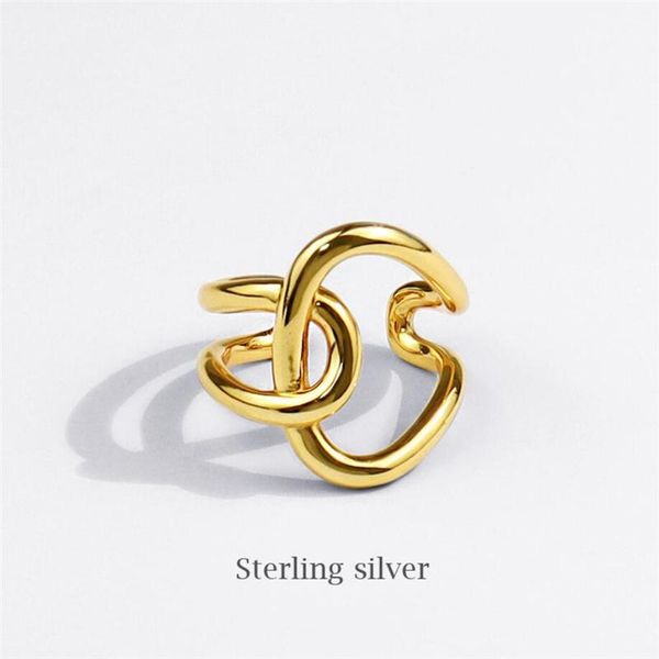 

cluster rings sole memory hip hop creativity cross personality 925 sterling silver female resizable opening sri753, Golden;silver