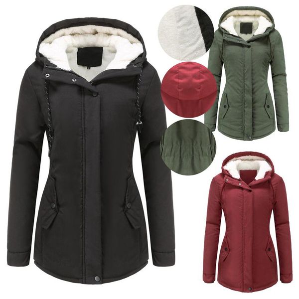 

women's winter padded coats women cotton wadded jacket medium long parkas thick warm hooded quilt snow outwear #t1g jackets, Black;brown