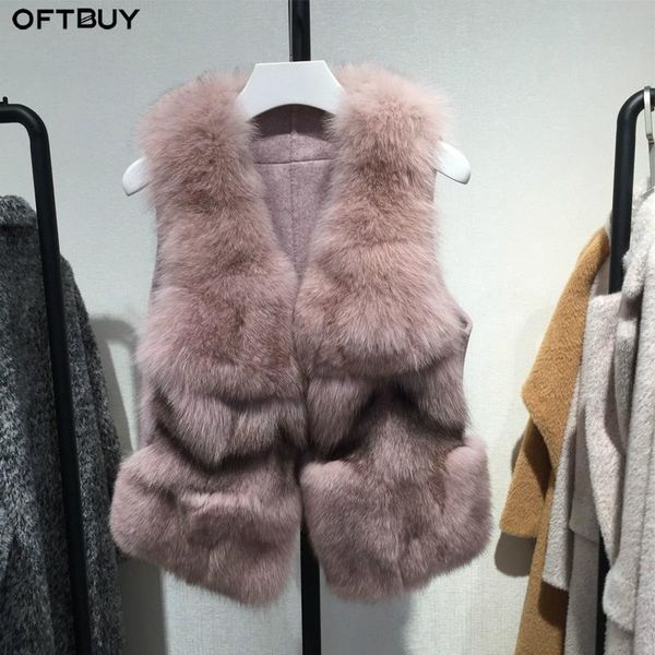 

women's vests oftbuy 2021 spring winter real fur vest women gilet femme sleeveless jacket natural 100% wool coat ladies streetwear, Black;white