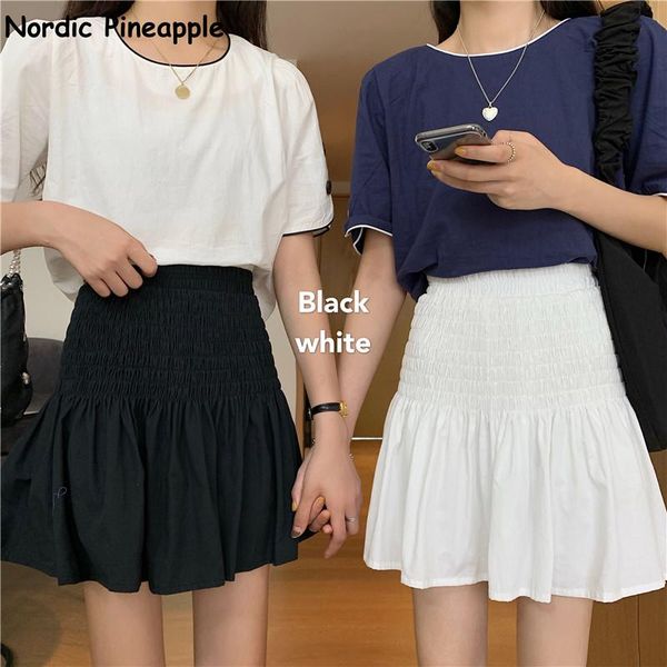 

skirts summer boho pleated a line skirt women vintage short casual ruffled mini with sashes holiday beach, Black