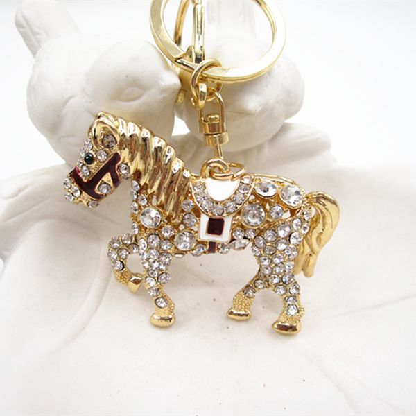 

2021 korean creative cute po-ny car key chain backpack pendant small commodity, Slivery;golden