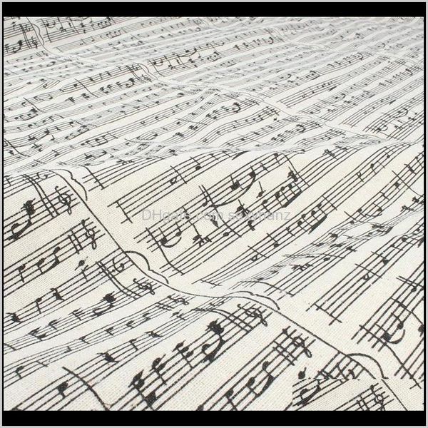 

clothing apparel drop delivery 2021 music note printed linen cotton fabric tablecover home decor material craft 150cm wide sold by yard otkk, Black;white