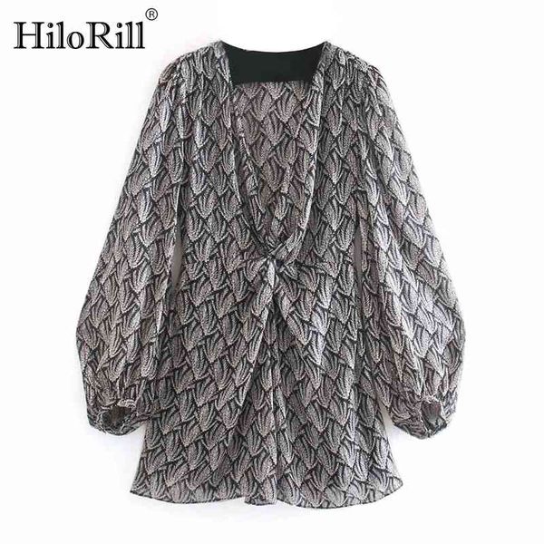 

arrival floral print dresses for women v neck a line mini lantern long sleeve chiffon sundress 210508, Black;gray