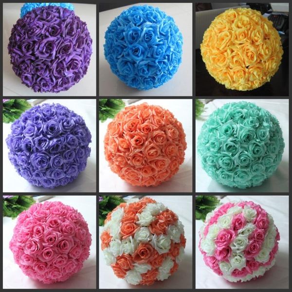 

inch 30cm artificial rose balls silk flower kissing hanging christmas ornaments wedding party decorations decorative flowers & wreaths