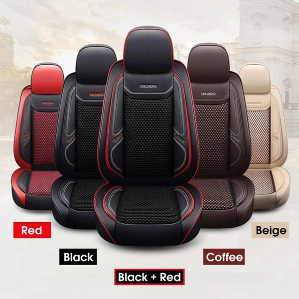 

car seat covers universal leather cover summer cool cushion breathable ice silk racing auto pad headrests waist-pillows
