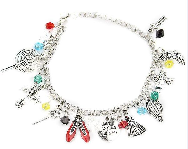 

charm bracelets movie the wizard of oz bracelet there is no place like home bangle women girls fairy tale wristband accessories, Golden;silver