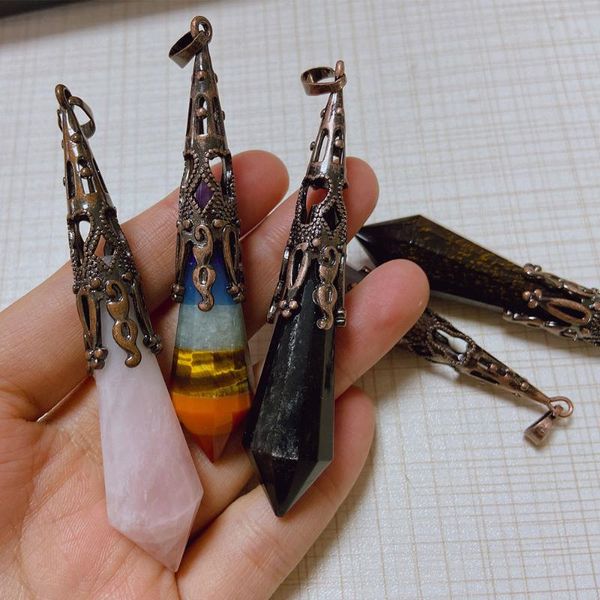 

decorative objects & figurines natural stone crystal pendant necklace jewelry amethysts quartz couple pendants pendulum hexagon prism healin