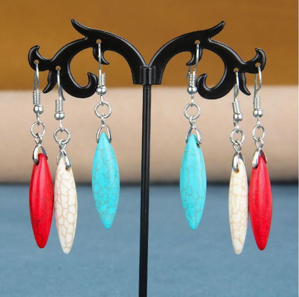 

women's shuttle drop tibetan silver turquoise dangle chandelier earrings gstqe103 fashion gift national style women diy earring