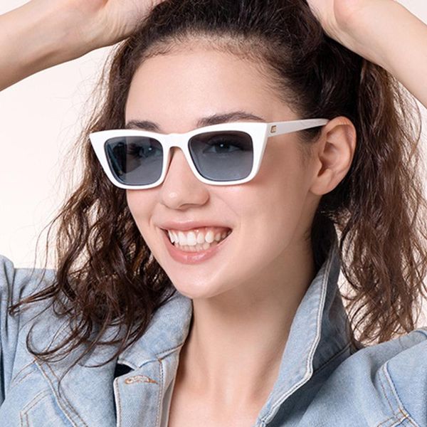 

sunglasses square retro cat eye personality men women fashion brand designer outdoor sports street shooting glasses, White;black