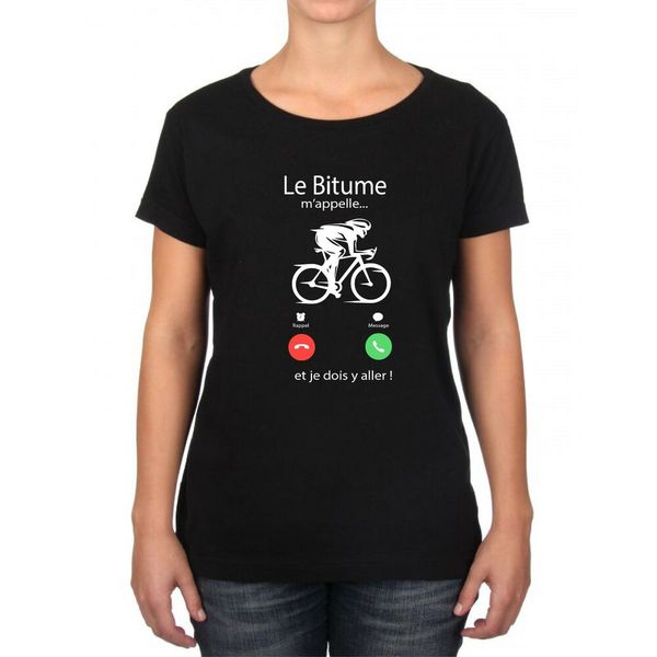 

womens t-shirt bitumen calls me... bike, White;black