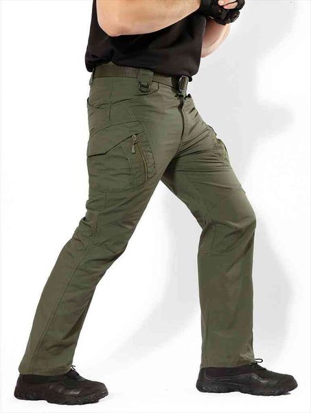 

men ix9 city tactical cargo pants men combat army military pants cotton multi pockets stretch casual trousers 5xl, Black