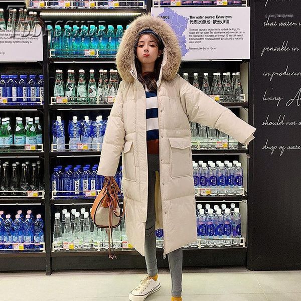 

winter female long jacket woman parka outerwear fur collar warm parkas1, Black