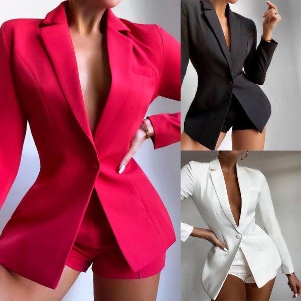 

women's tracksuits women long sleeves solid buttons suit high waist shorts 2 pieces sets lady 2021 autumn tracksuit casual outfits, Gray