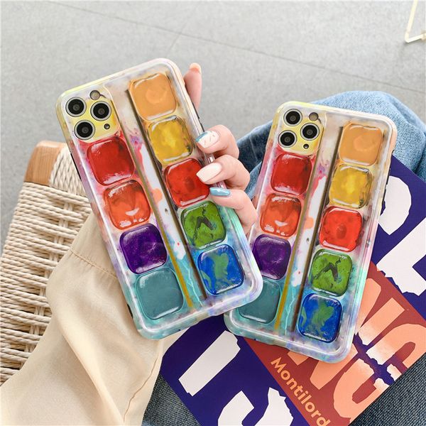 

creative phone cases for iphone 12 pro 11 7 8 plus se x xs max xr color art pigment full lens protection cover