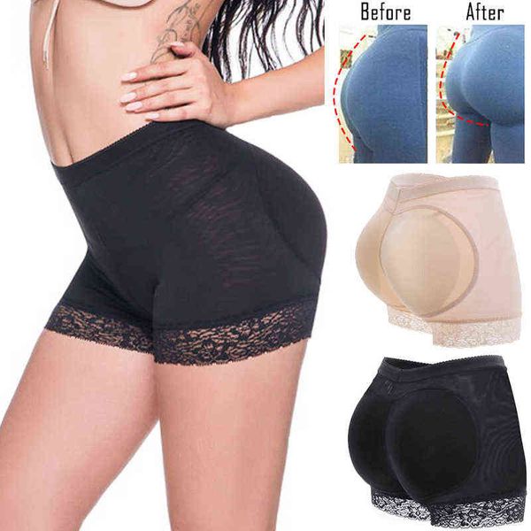 Cuscinetti per bottino da donna Panty Butt Lifter Boxer elasticizzati Falso Hip Enhancer Shaper Breve Push Up Intimo Glutei Imbottito Shapewear 211112