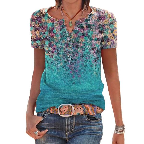 

women's t-shirt women floral print short-sleeved round neck summer tees casual tshirt for ladies basic loose female shirt 2021 d30, White