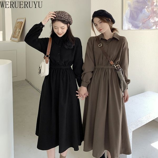 Werueruyu japonês harajuku outono inverno mulheres vestido preto vestido bonito kawaii lanterna manga mori menina vestido 210608