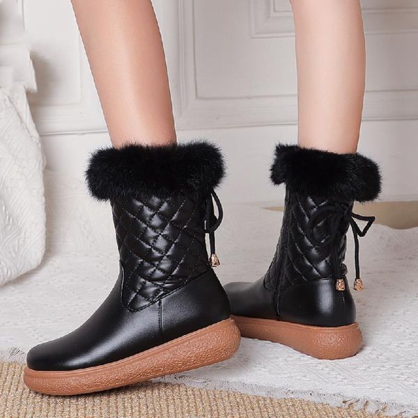 

boots sweet white snow women winter shoes non-slip fashion warm fur ankle platform casual black pink girls
