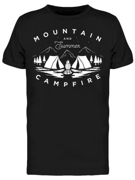 

mountain and summer campfire tee men's -image by shutterstock, White;black