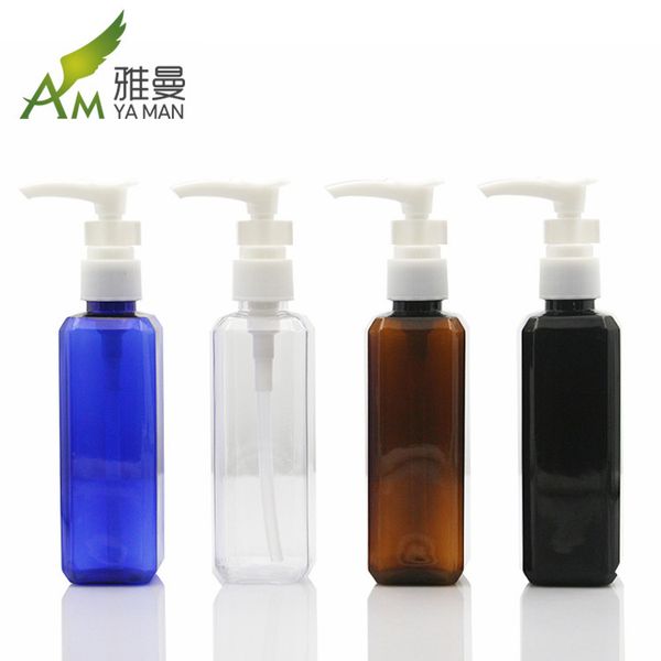 

factory wholesale 100ml square plastic port half cover powder makeup remover pump folder filling bottle
