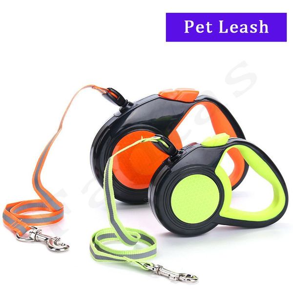 

reflective dog leash automatic expansion traction rope reinforced nylon puppy pet leashes walking running collars &