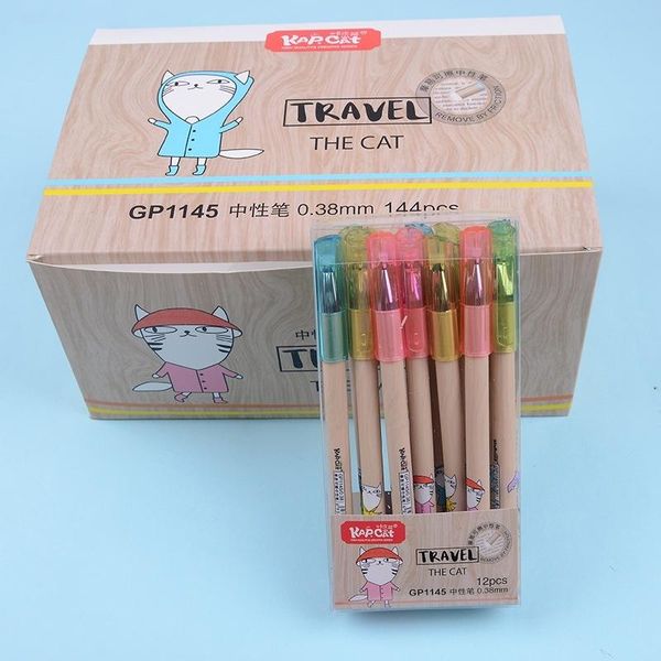 

gel pens 12pcs 0.38mm blue/black ink erasable pen school & office supply kawaii stationery gift cute cat student writing drawing