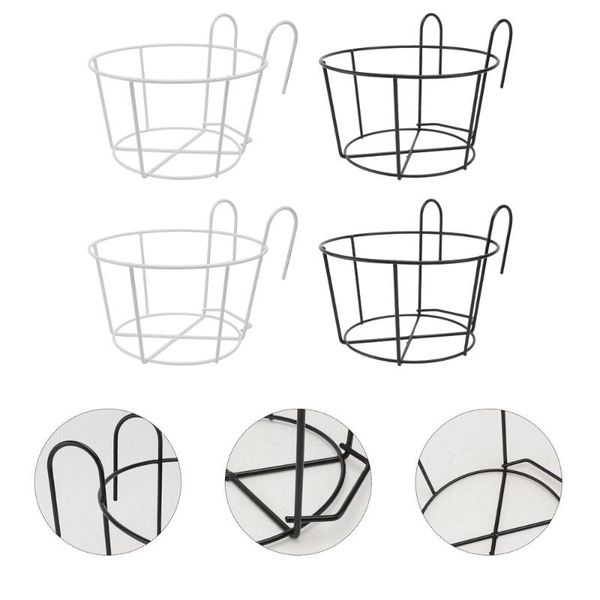 

hooks & rails 4pcs wall hanging flowerpot holder chic round plant pot rack bonsai