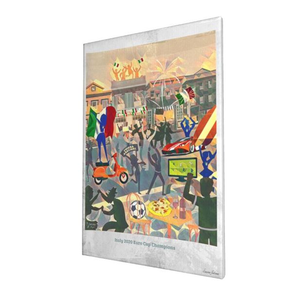 

frames 2021 italia campione euro solid wood picture frame victory football canvas abstract decor paintings artwork a gift for him