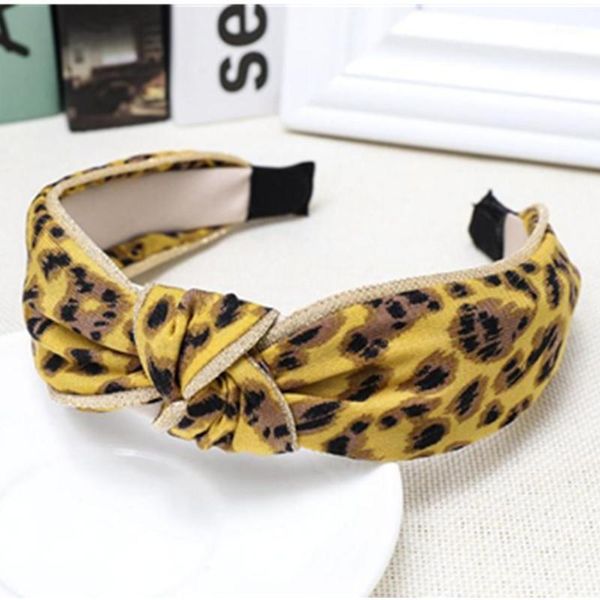 

yellow animal print knot hairband women headband leopard head band adults girls hair accessories face wash headband1