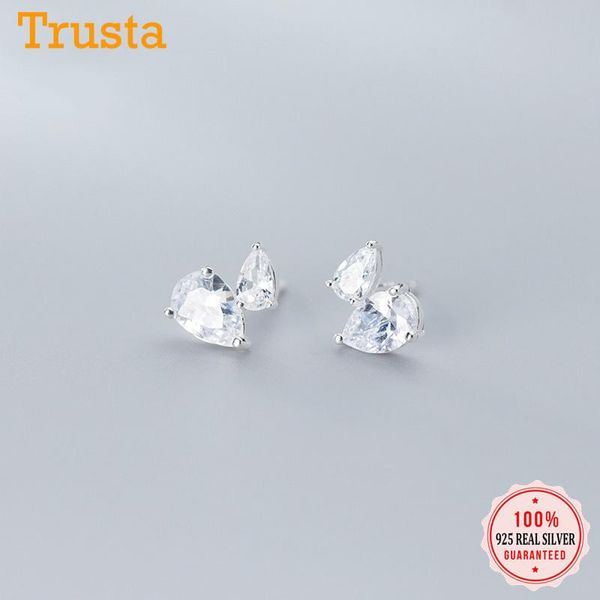 

stud trusta 2021 authentic fashion 925 sterling silver sweet cute dazzling cz earrings for women girls kids jewelry gift da573, Golden;silver