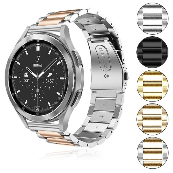 

watch bands metal wrist band for galaxy watch4 classic 42mm 46mm bracelet 4 44mm 40mm stainless steel strap accessories, Black;brown
