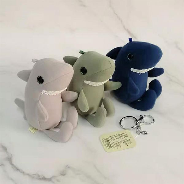 

10pcs naughty 15cm smiling toothy shark favorite decoration bag plush mini pendant keychain doll ring toy, Silver