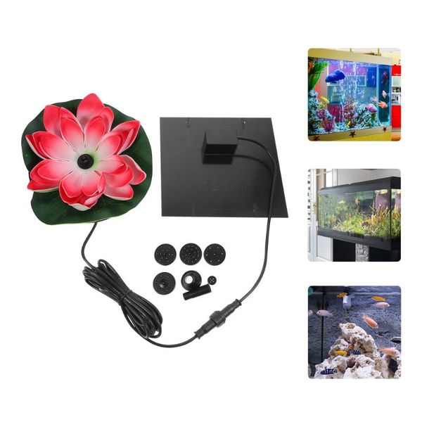 

garden decorations 1set decorative floating fountain solar-powered lotus fish tank prop