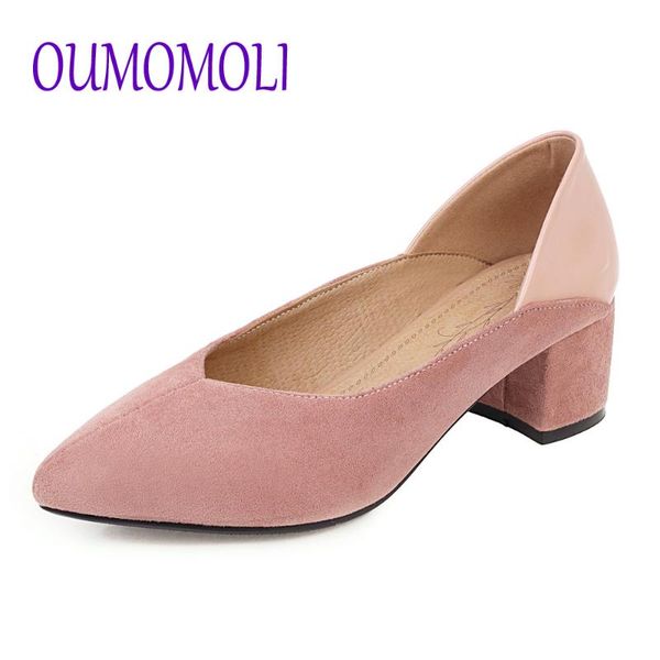 

dress shoes 2021 fashion plus size 34-43 square heels pointed toe women's pump women suede q741, Black