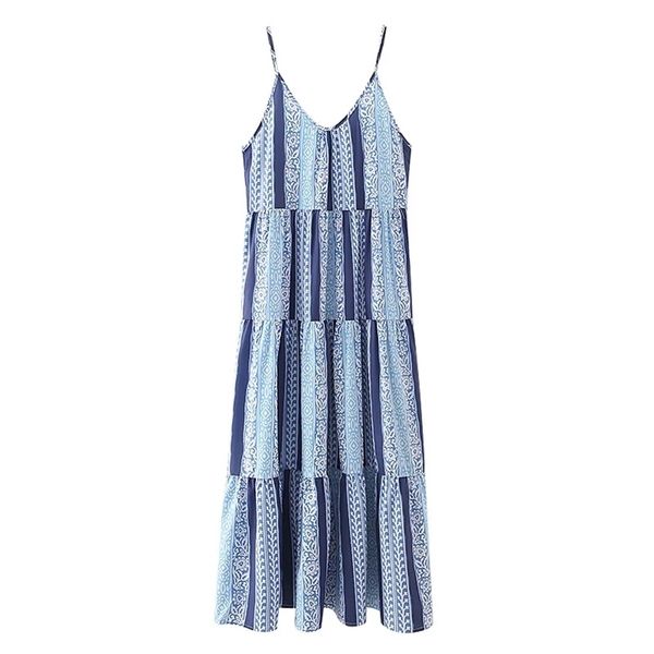 

women long dress summer weaving v-neck a-line spaghetti strap blue patchwork pullover casual women ankle-length dress 210524, Black;gray