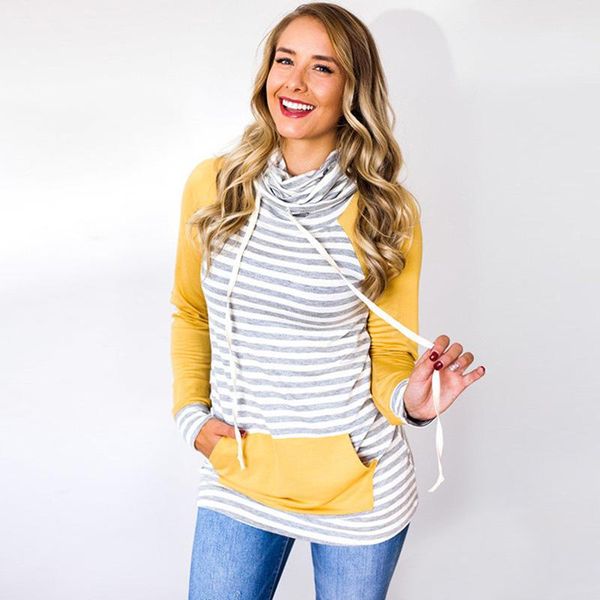 

women's hoodies & sweatshirts long sleeve hoodie sweatshirt women autumn winter 2021 striped warm cotton female, Black