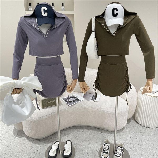 

women's tracksuits clothing summer 2021 fashion v-neck hooded coat + slim fit drawstring pantskirt casual two piece set, Gray