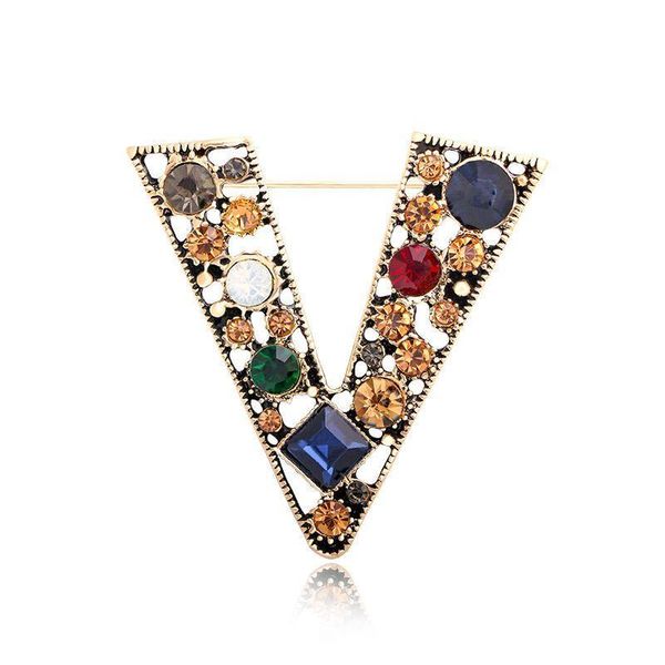 

pins, brooches european and american v-shaped zircon brooch light luxury niche retro net red tide pin fixed clothes accessories corsage, Gray