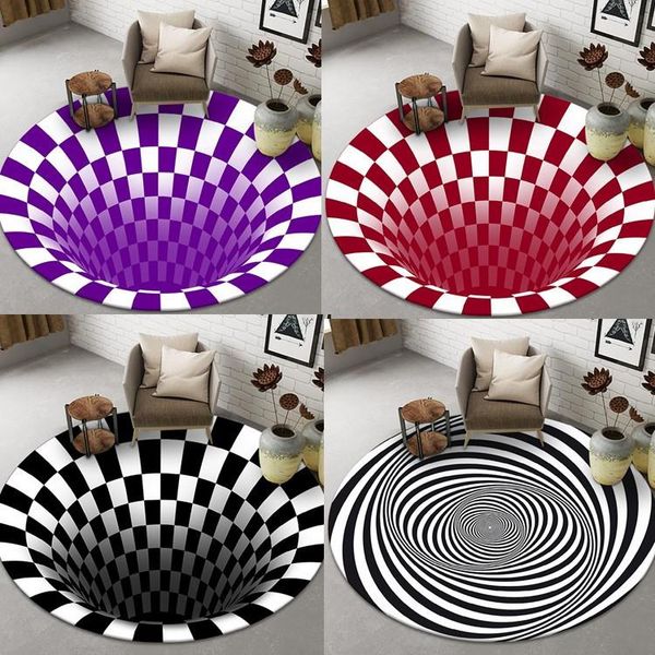 

carpets nordic 3d round carpet living room simple black and white stereo vision non-slip floor mat deluxe home bedroom