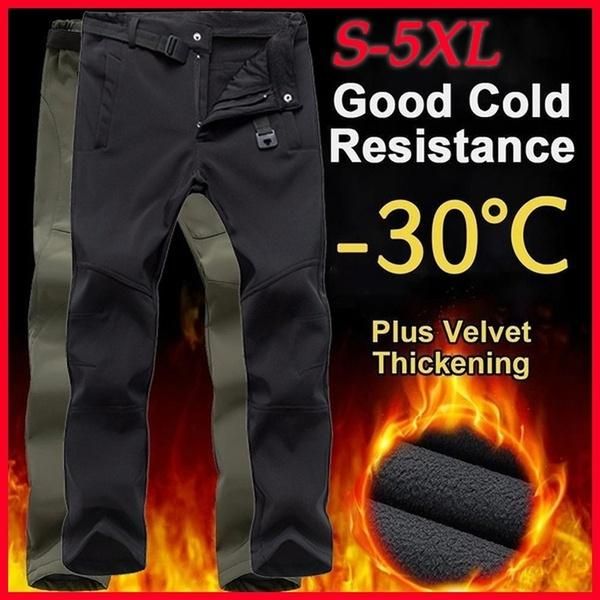 

men's pants trekking autumn/winter winter fleece climbing long fishing hiking warm trousers plus size, Black