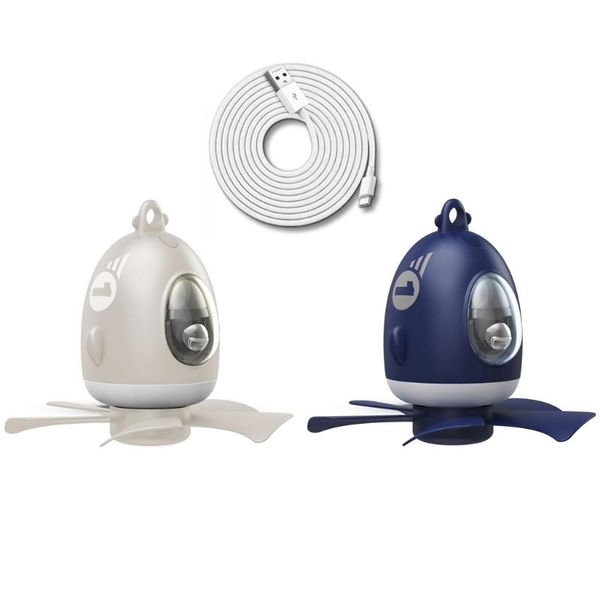 

electric fans aircraft 7inch 5v usb powered quiet tent ceiling fan 4 speed hanging with led lamp for home bed outdoor camping