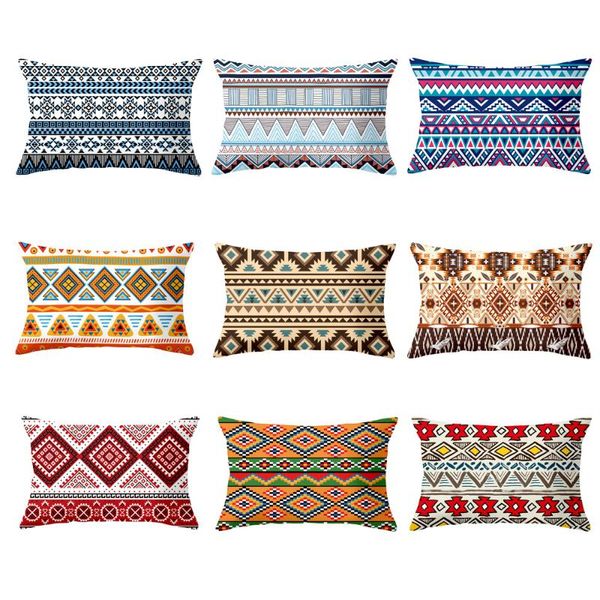 

cushion/decorative pillow ethnic abstract geometric backrest home decoration cover soft short plush duplex printing cushion rectangle