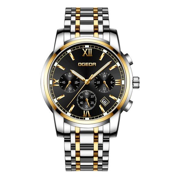 

men watch stainless steel waterproof business watches men's quartz date clock wristwatch relogio masculino 2021 wristwatches, Slivery;brown