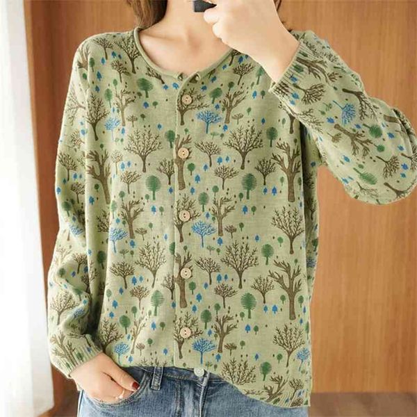 

korean version of loose and versatile long-sleeved knitted cardigan women's printed bottoming spring autumn 210427, White;black