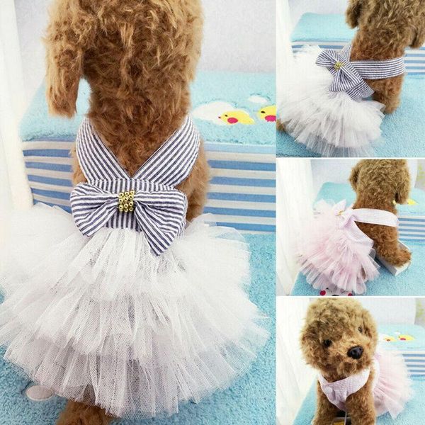 

dog apparel pet lace ball gown dress puppy bow knot princesswedding