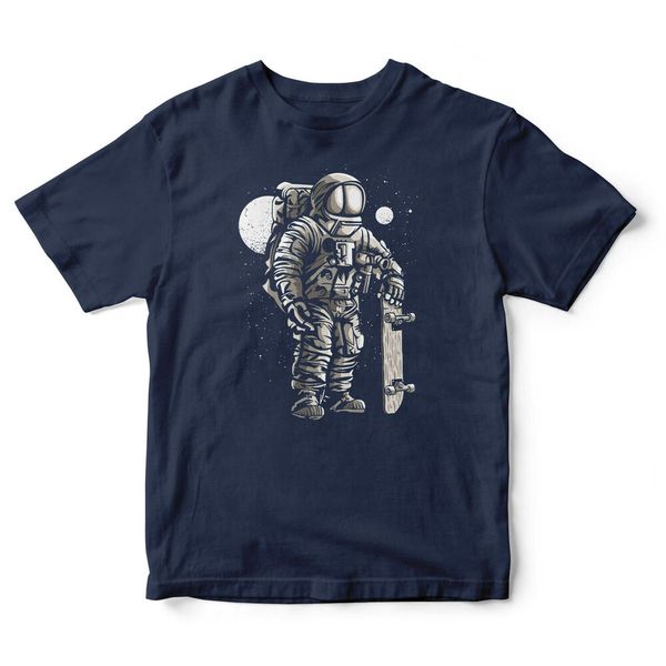

space astronaut skater, boarder, rocket, moon t-shirt tee top, White;black