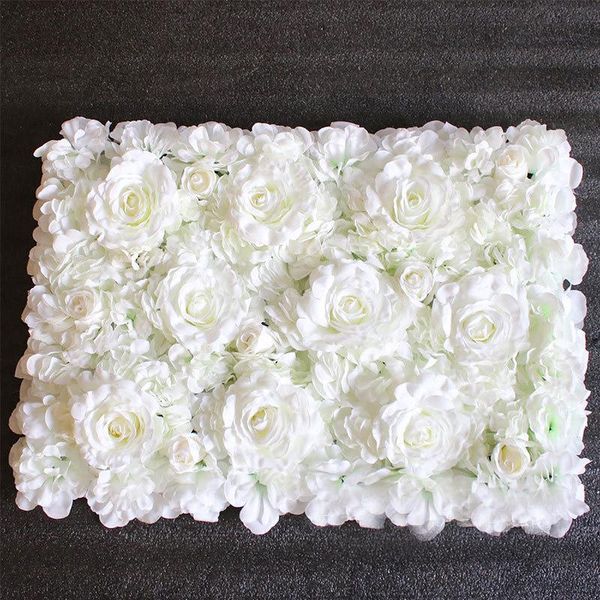 

party decoration 10pcs/lot wedding decorative white artificial rose silk flowers runner 3d flower wall backdrop stage 40x60cm
