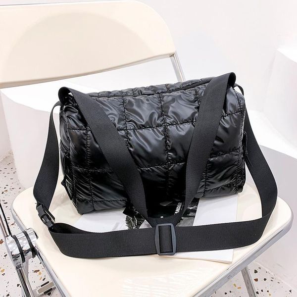 

evening bags 2021 hit winter large capacity nylon shoulder for women designer warm down handbags quilted bucket crossbody bag lady totes