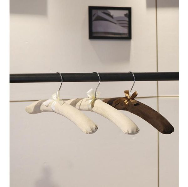 

hangers & racks 5pcs/10pcs satin padded hanger kledinghangers wood sponge coat cloth for clothes metal hook cabides para roupa